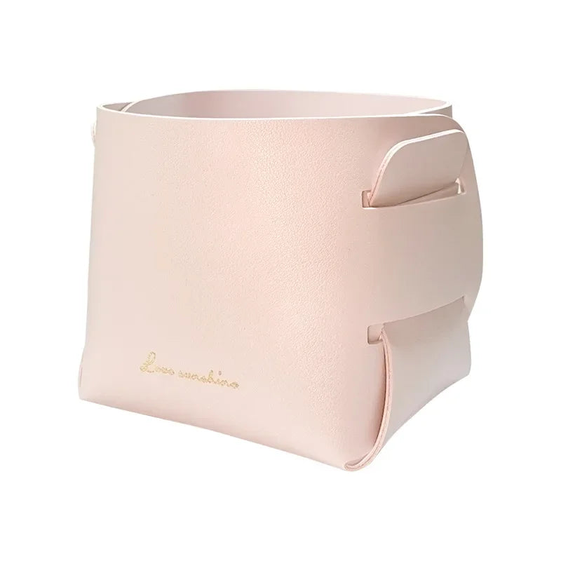 Folding Leather Storage Bins