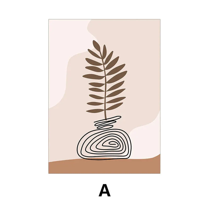 Abstract Line Potted Plant Art