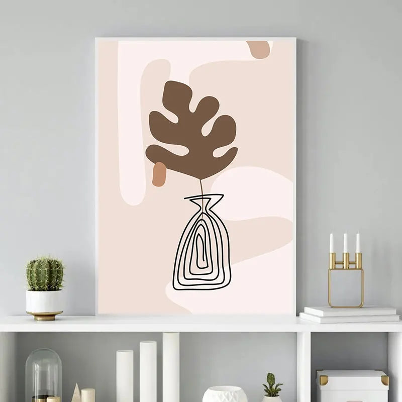 Abstract Line Potted Plant Art