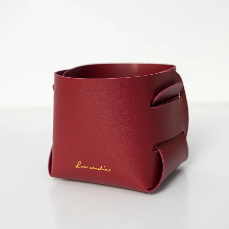 Folding Leather Storage Bins