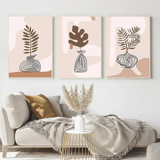 Abstract Line Potted Plant Art