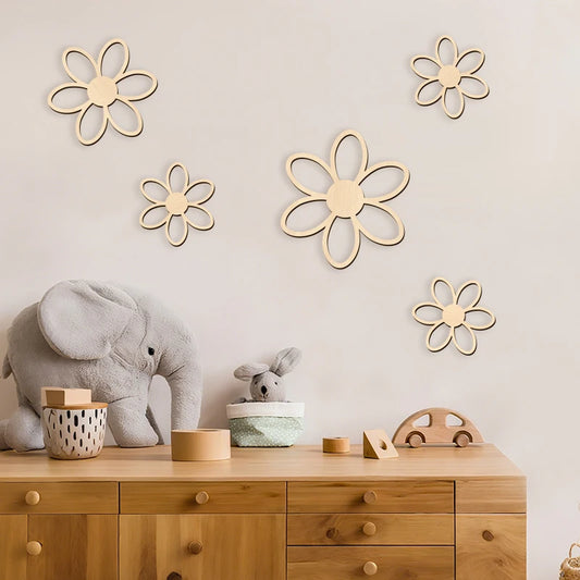 Wooden Daisy Wall Decals