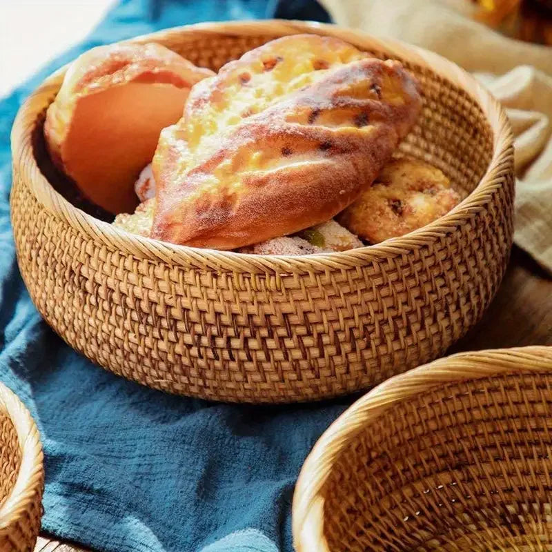 Hand-woven Rattan Wicker Basket