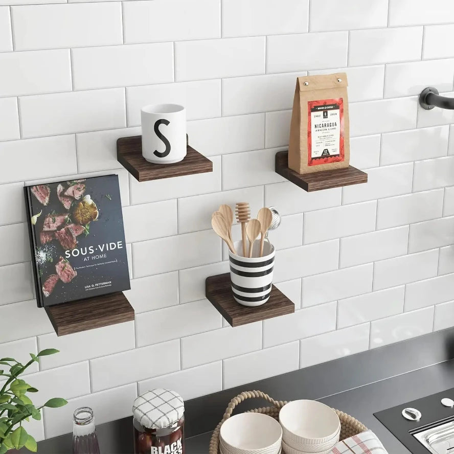 Wooden Floating Shelves (4-pack)