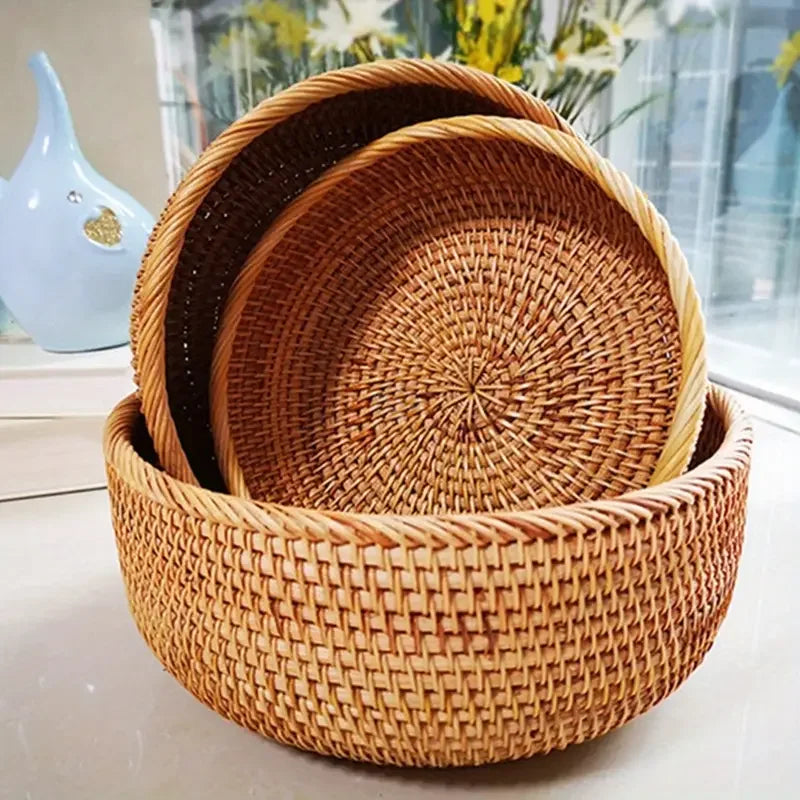Hand-woven Rattan Wicker Basket