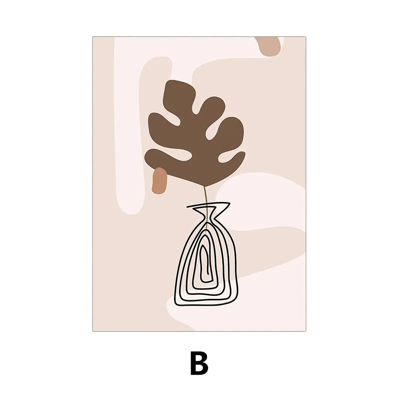 Abstract Line Potted Plant Art
