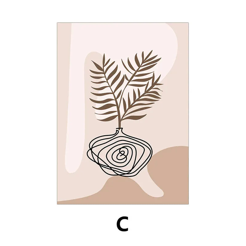 Abstract Line Potted Plant Art
