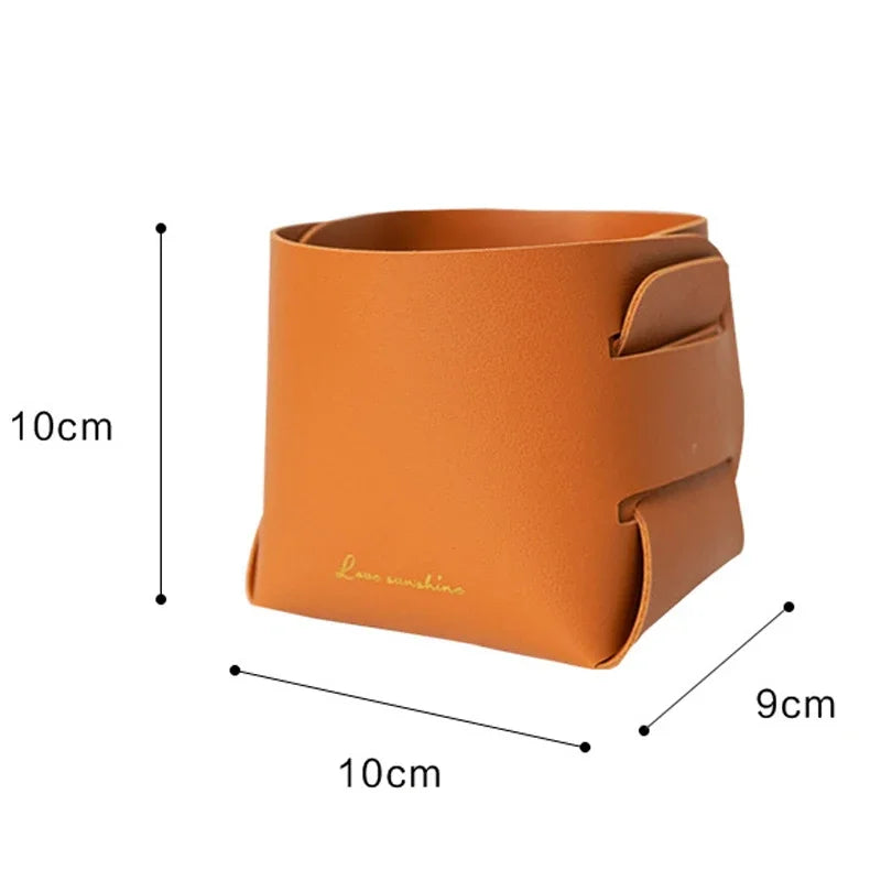 Folding Leather Storage Bins
