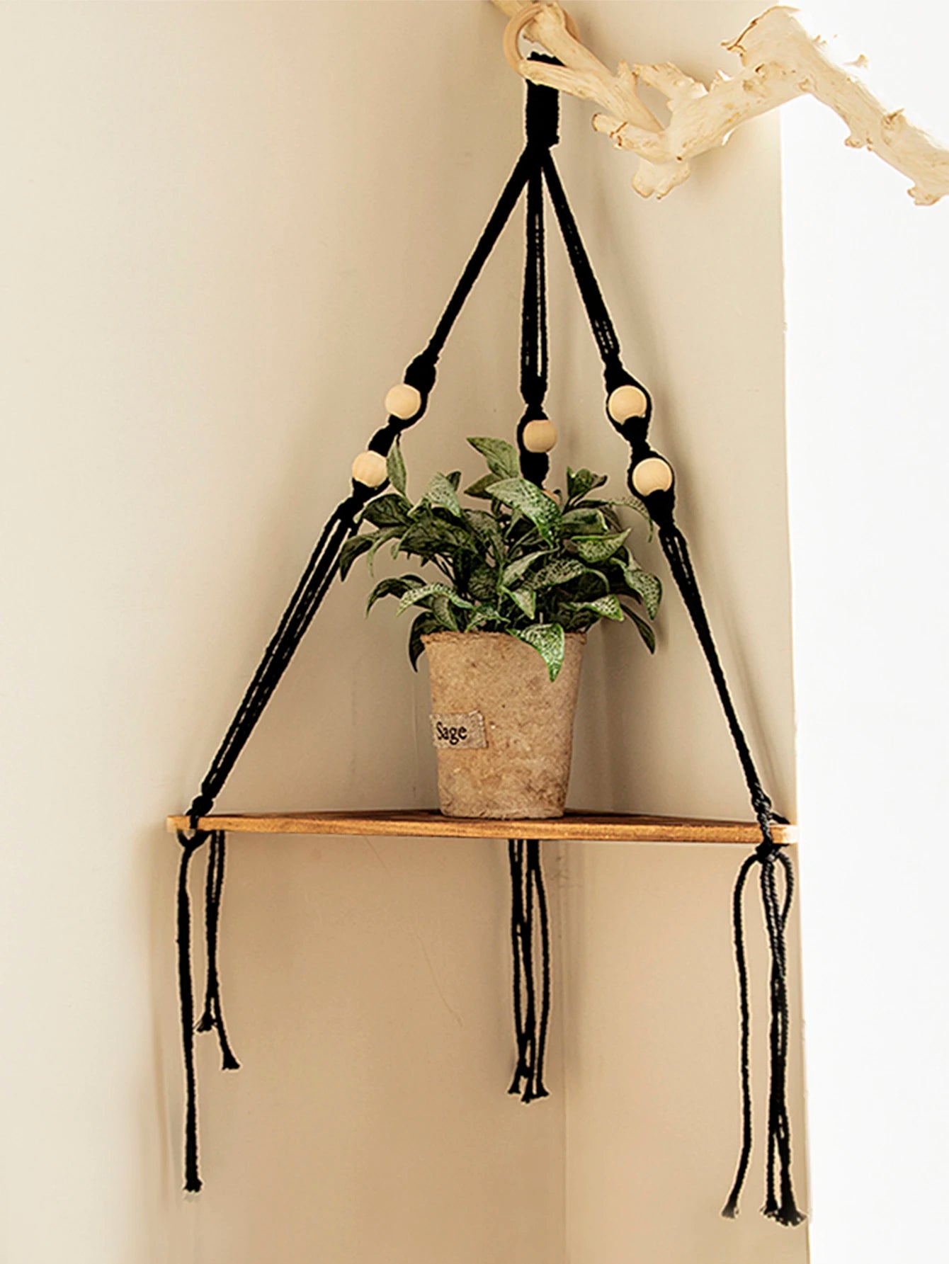 Macrame Floating Wall Shelf