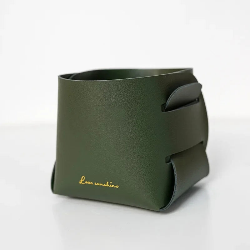 Folding Leather Storage Bins