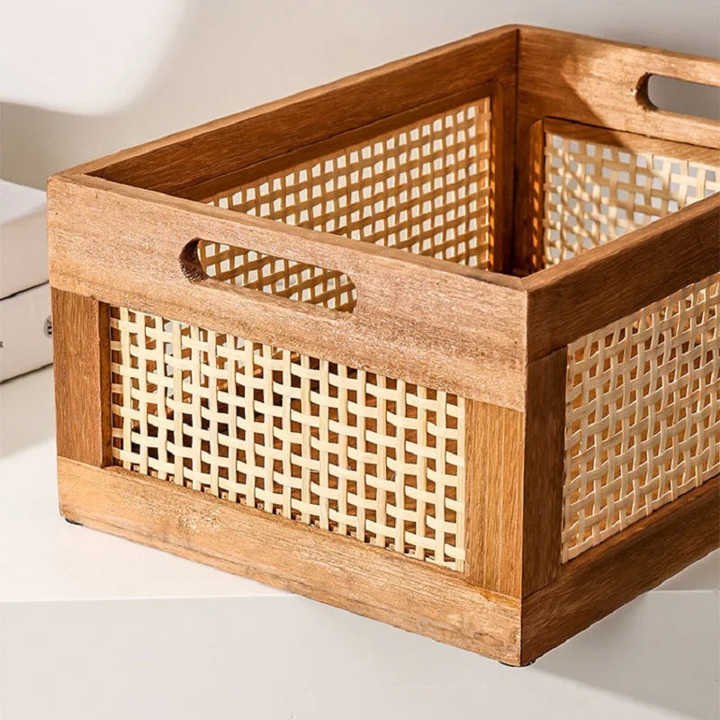 Retro Rattan Storage Box