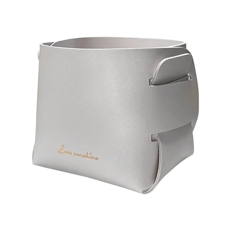Folding Leather Storage Bins
