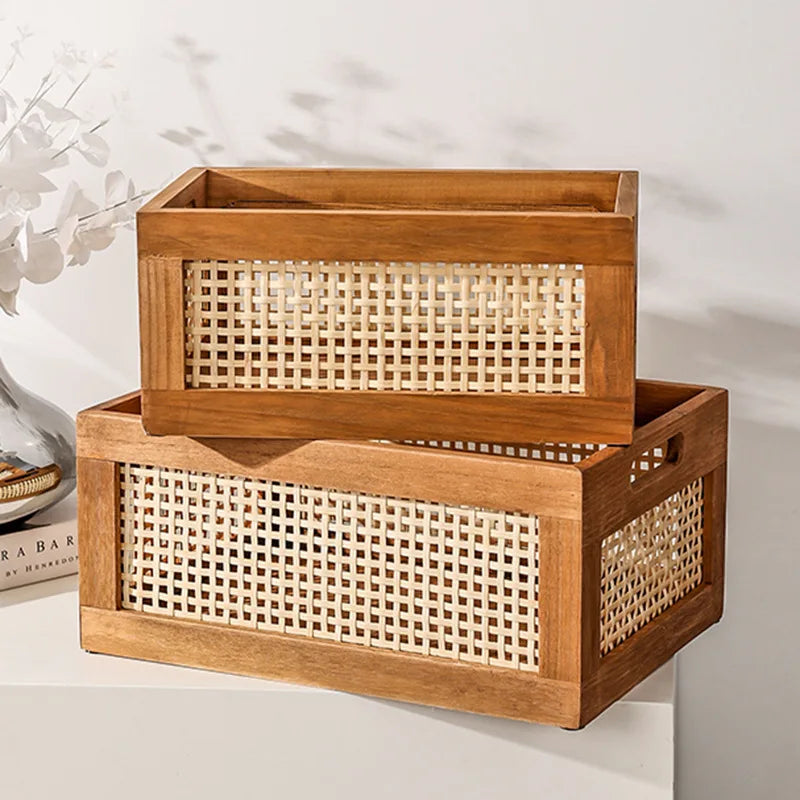 Retro Rattan Storage Box